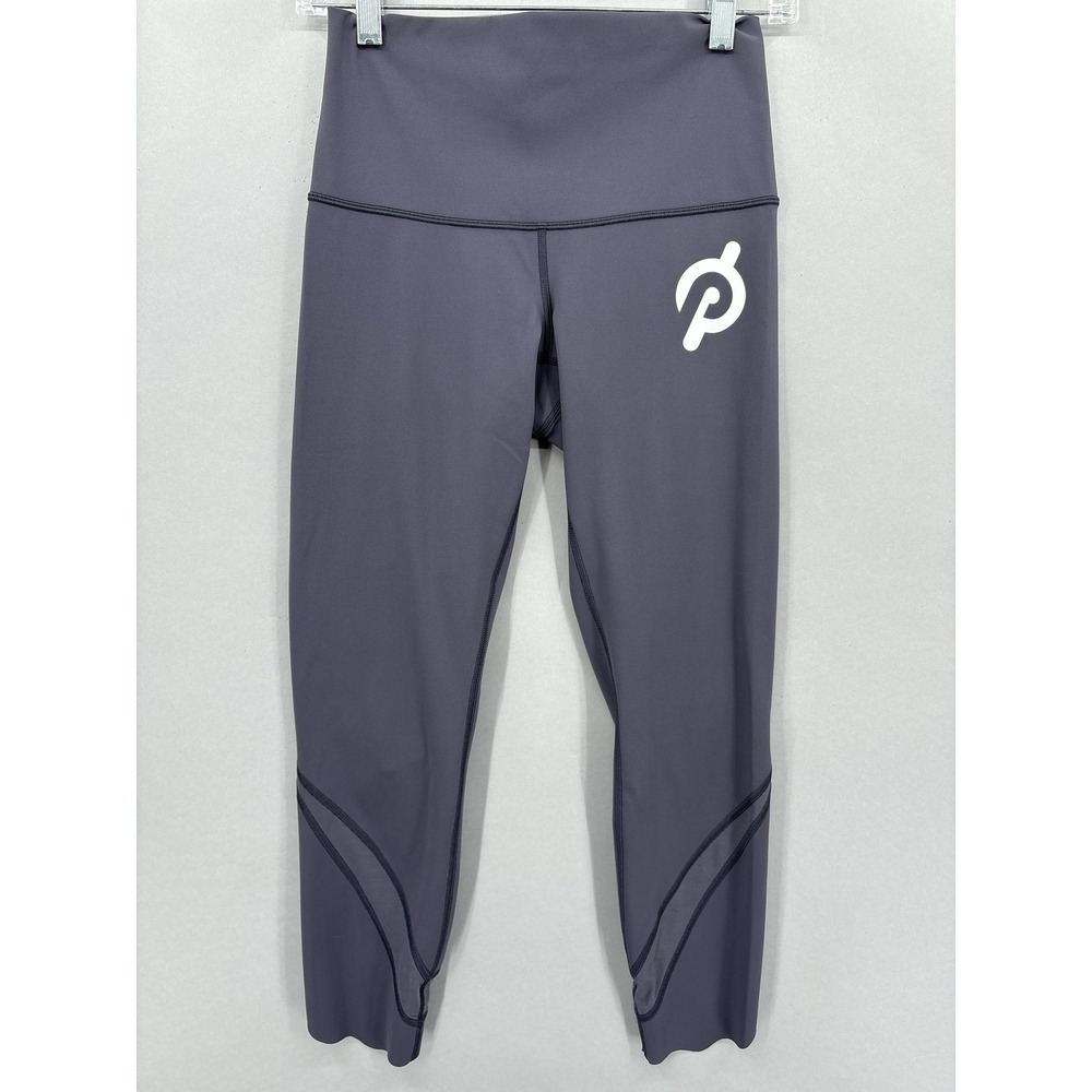 Lululemon‎ Peloton Leggings 4 Gray High Rise Crop Wunder Under Scallop Foldover